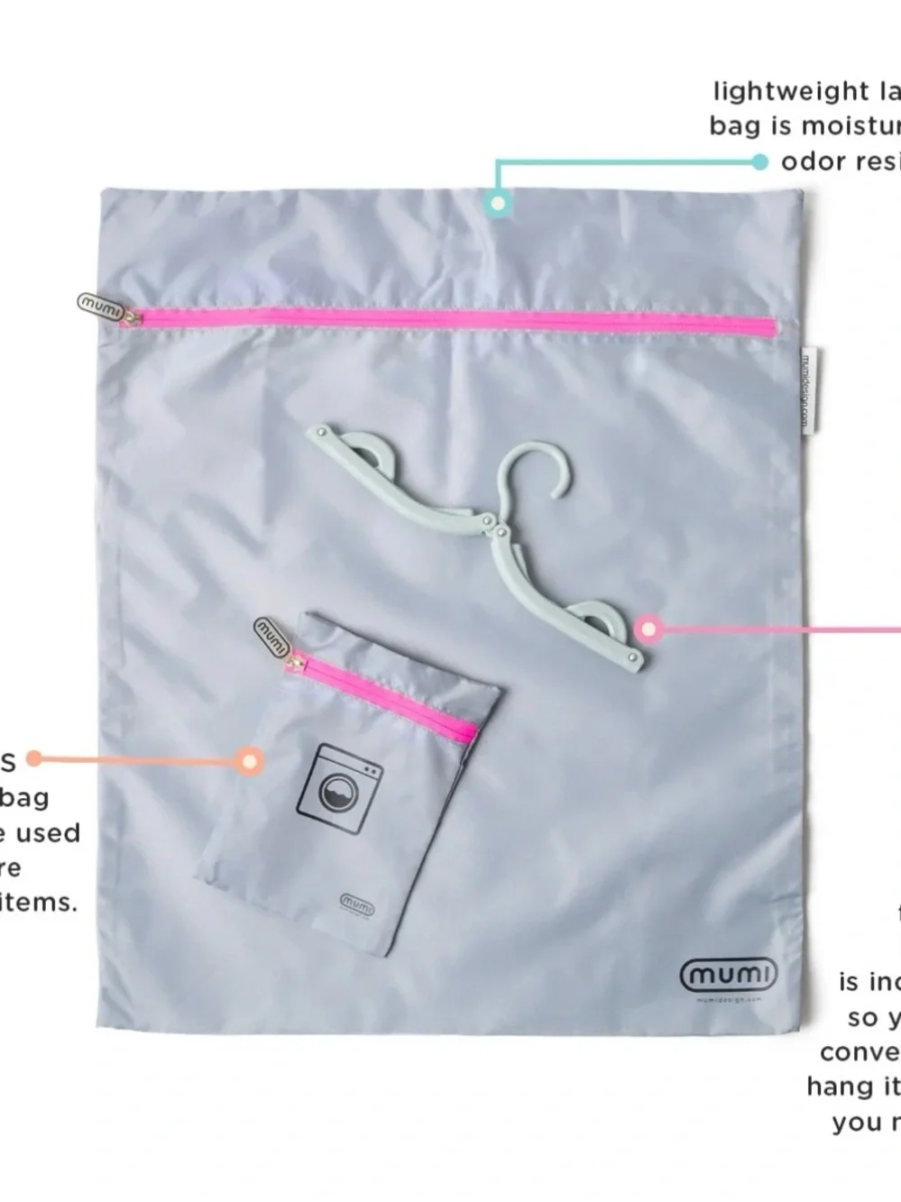 MUMI Compact Gray Laundry Bag For Convenient Travel